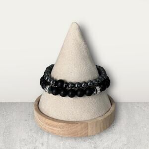 2pc Stone Bead Men Bracelet Set